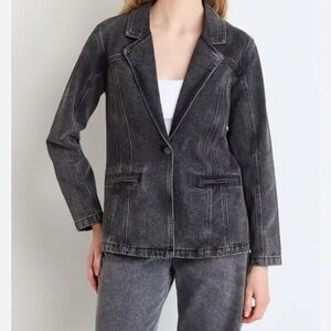 NWT LNDN Black Denim Tailored Blazer Size L
